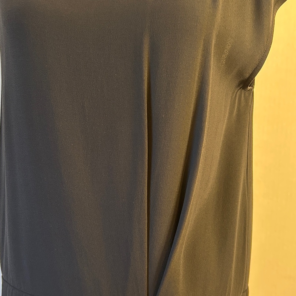 Eileen Fisher 100% Silk Georgette Black Unlined Sleeveless Dress Sz S - Picture 3 of 10